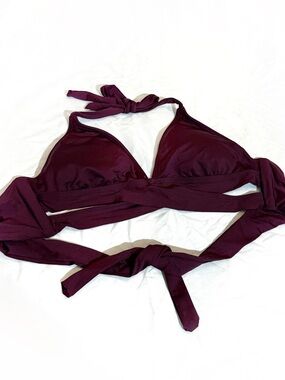 NWT Kona Sol Maroon Halter Neck Light Padded Front Cross Bikini Top